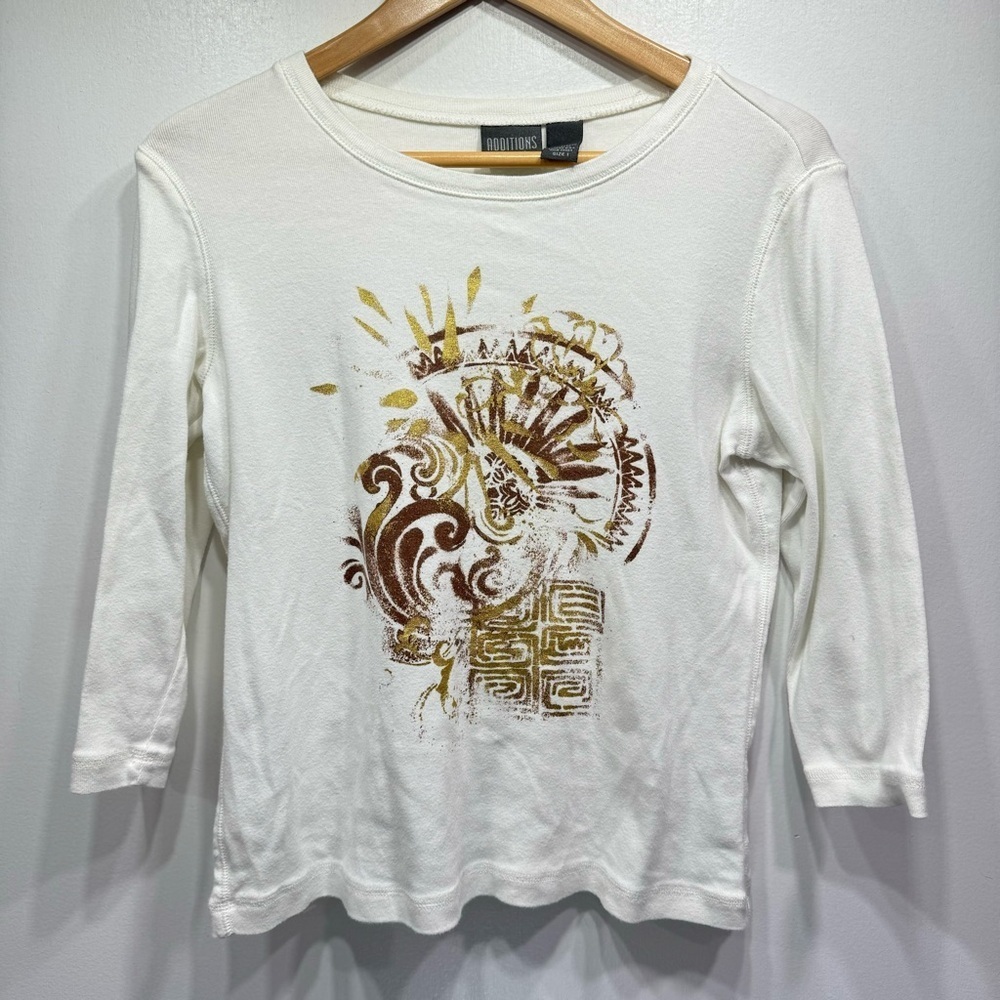 Chico’s 3 Piece Outfit Cropped Pants Cotton 3/4 Tee & Zip Front Jacket Size 1/M - Picture 13 of 15